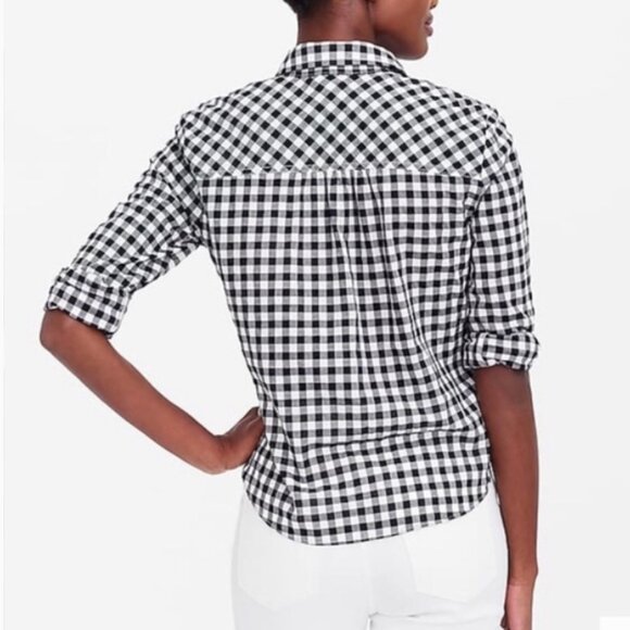 NWT J. Crew blue cotton plaid tie front button up shirt XS - Picture 11 of 11